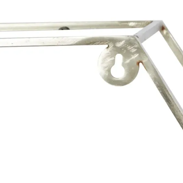 Shelves-Kirkland's Home Metal Frame And White Marble Wall Shelf Silver