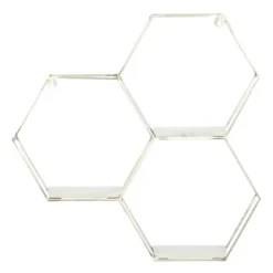 Shelves-Kirkland's Home Metal Frame And White Marble Wall Shelf Silver