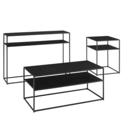 Coffee Tables-Kirkland's Home Metal Frame 3-Pc. Table Set Black