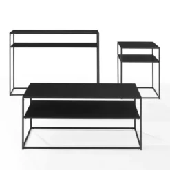 Coffee Tables-Kirkland's Home Metal Frame 3-Pc. Table Set Black