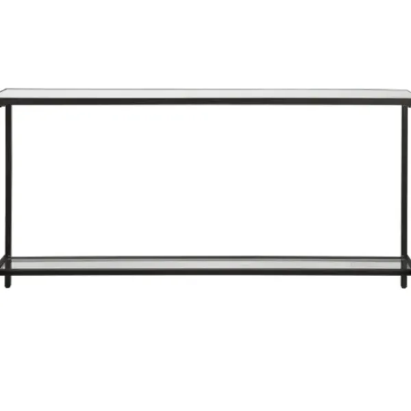 Console Tables-Kirkland's Home Metal Glass Top Console Table Black