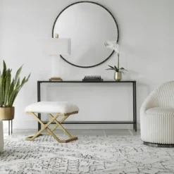 Console Tables-Kirkland's Home Metal Glass Top Console Table Black