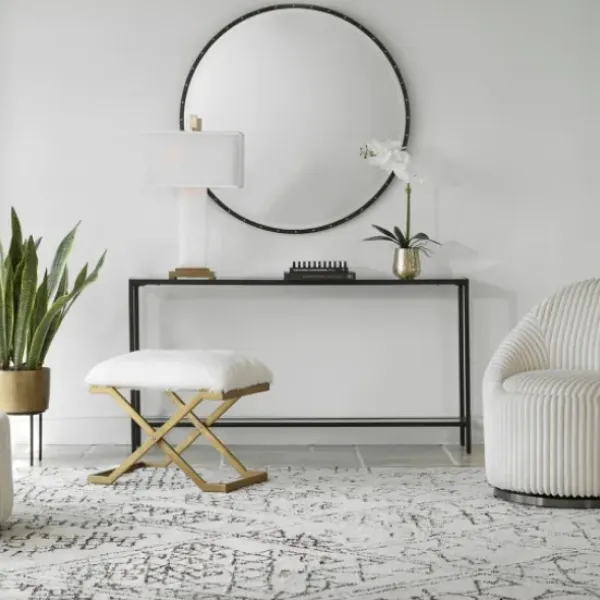 Console Tables-Kirkland's Home Metal Glass Top Console Table Black