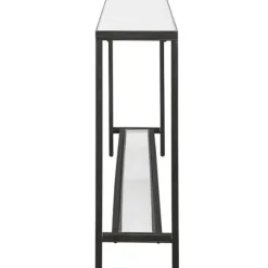 Console Tables-Kirkland's Home Metal Glass Top Console Table Black
