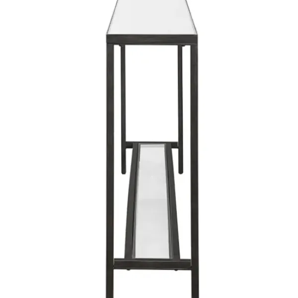 Console Tables-Kirkland's Home Metal Glass Top Console Table Black