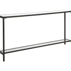 Console Tables-Kirkland's Home Metal Glass Top Console Table Black