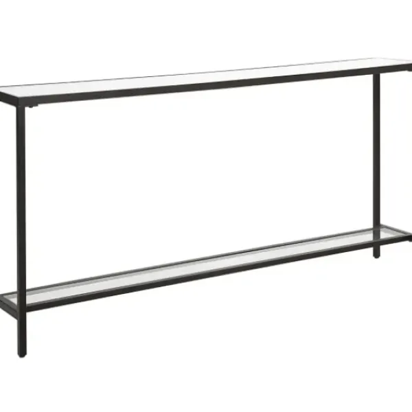 Console Tables-Kirkland's Home Metal Glass Top Console Table Black