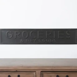Wall Quotes & Signs-Kirkland's Home Metal Groceries And Dry Goods Plaque Black