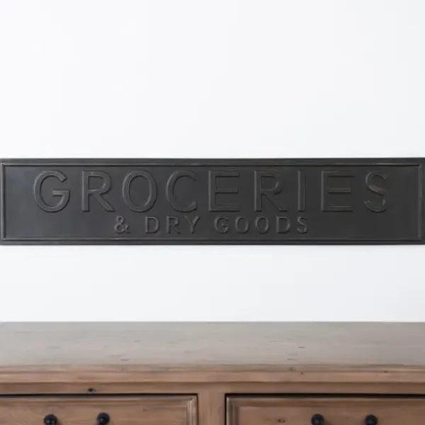 Wall Quotes & Signs-Kirkland's Home Metal Groceries And Dry Goods Plaque Black