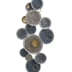 Wall Plaques-Kirkland's Home Metal Hammered Discs Wall Plaque Blue/Gray