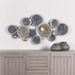 Wall Plaques-Kirkland's Home Metal Hammered Discs Wall Plaque Blue/Gray
