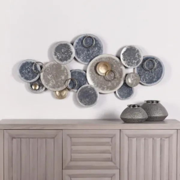 Wall Plaques-Kirkland's Home Metal Hammered Discs Wall Plaque Blue/Gray
