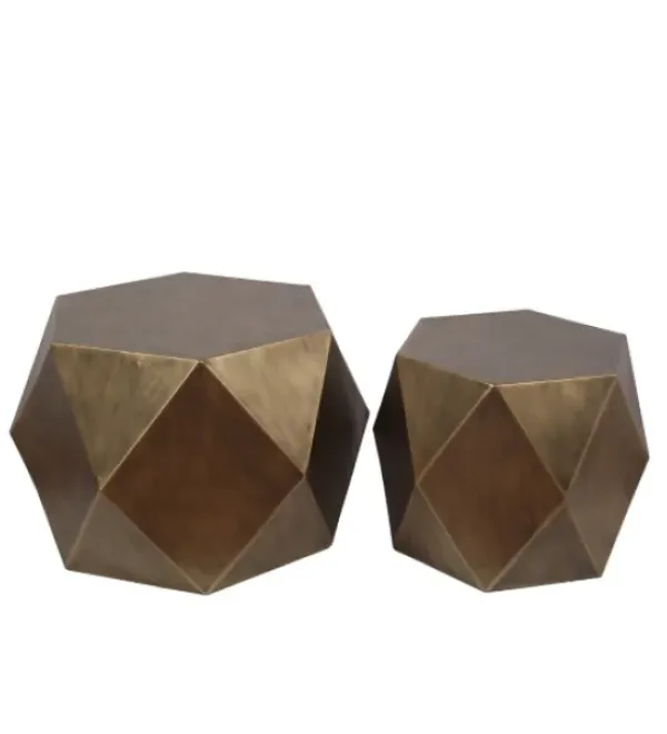 Coffee Tables-Kirkland's Home Metal Hexagon 2-Pc. Coffee Table Set Gold