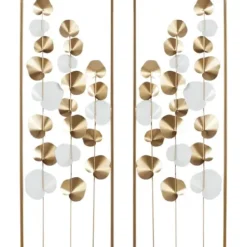 Wall Plaques-Kirkland's Home Metal Leaves Framed Wall Plaques, Set Of 2 Gold