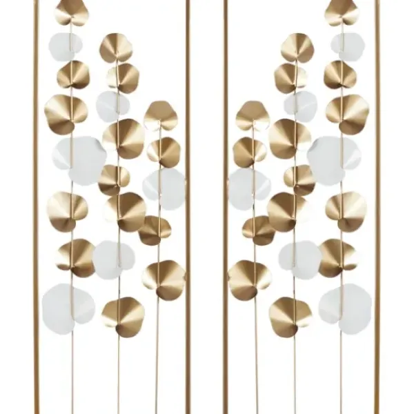 Wall Plaques-Kirkland's Home Metal Leaves Framed Wall Plaques, Set Of 2 Gold