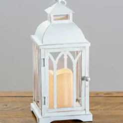 Lanterns-Kirkland's Home Metal Led Antique Lantern White