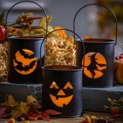 Lanterns-Kirkland's Home Metal Led Halloween Lanterns, Set Of 6 Black