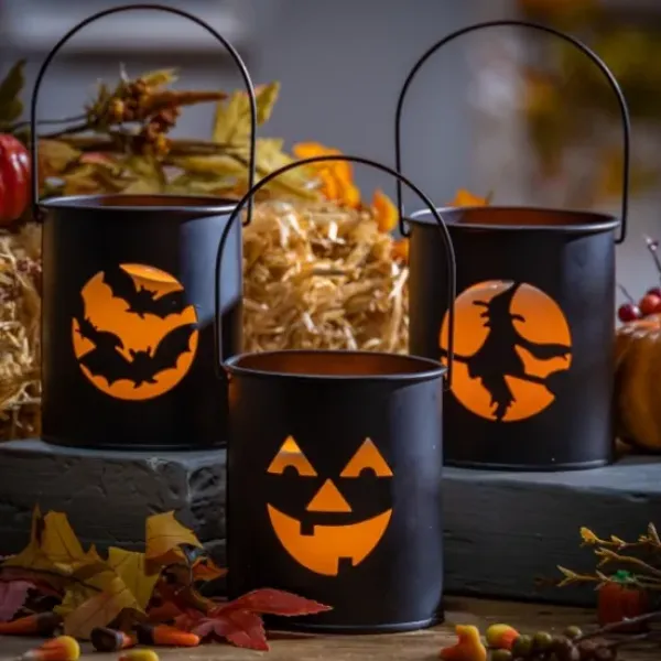 Lanterns-Kirkland's Home Metal Led Halloween Lanterns, Set Of 6 Black