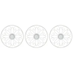 Wall Plaques-Kirkland's Home Metal Medallion Wall Plaques, Set Of 3 White