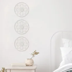 Wall Plaques-Kirkland's Home Metal Medallion Wall Plaques, Set Of 3 White