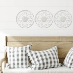 Wall Plaques-Kirkland's Home Metal Medallion Wall Plaques, Set Of 3 White