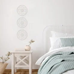 Wall Plaques-Kirkland's Home Metal Medallion Wall Plaques, Set Of 3 White
