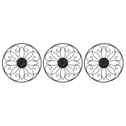 Wall Plaques-Kirkland's Home Metal Medallion Wall Plaques, Set Of 3 Black