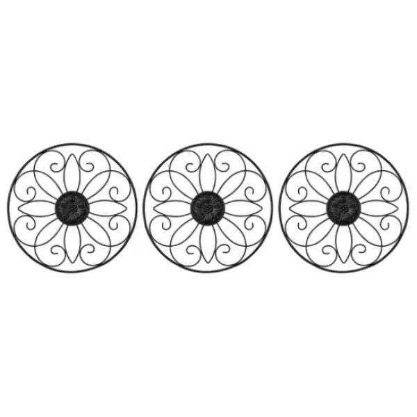 Wall Plaques-Kirkland's Home Metal Medallion Wall Plaques, Set Of 3 Black