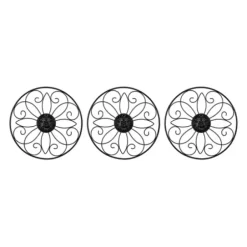 Wall Plaques-Kirkland's Home Metal Medallion Wall Plaques, Set Of 3 Black