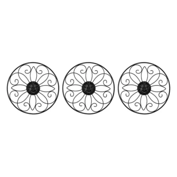 Wall Plaques-Kirkland's Home Metal Medallion Wall Plaques, Set Of 3 Black
