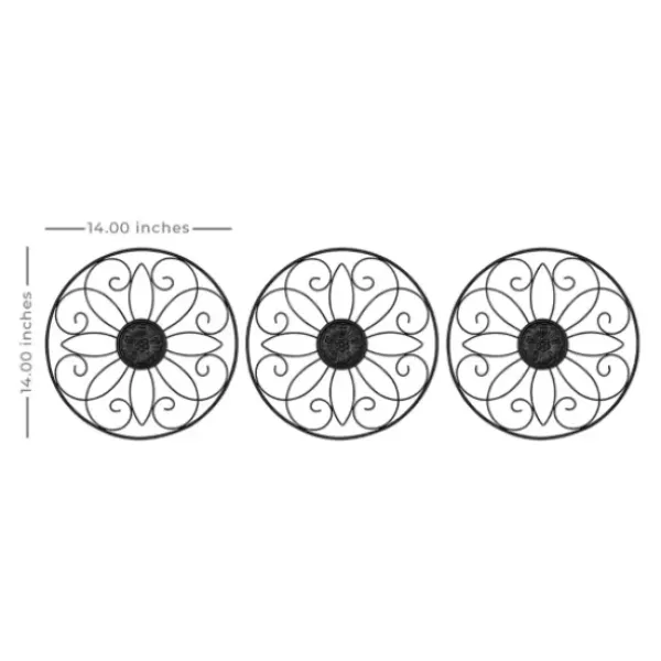 Wall Plaques-Kirkland's Home Metal Medallion Wall Plaques, Set Of 3 Black