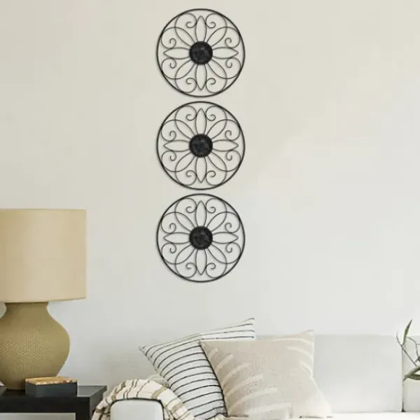 Wall Plaques-Kirkland's Home Metal Medallion Wall Plaques, Set Of 3 Black