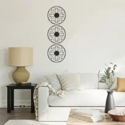 Wall Plaques-Kirkland's Home Metal Medallion Wall Plaques, Set Of 3 Black