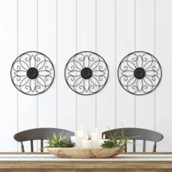 Wall Plaques-Kirkland's Home Metal Medallion Wall Plaques, Set Of 3 Black