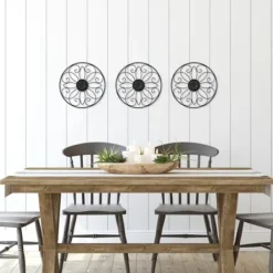 Wall Plaques-Kirkland's Home Metal Medallion Wall Plaques, Set Of 3 Black