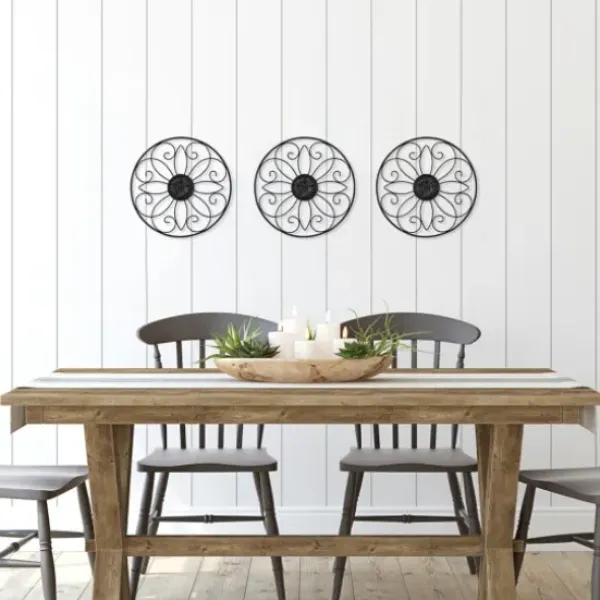 Wall Plaques-Kirkland's Home Metal Medallion Wall Plaques, Set Of 3 Black