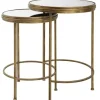 Accent & End Tables-Kirkland's Home Metal Mirror Top 2-Pc. Nesting Side Table Set Gold