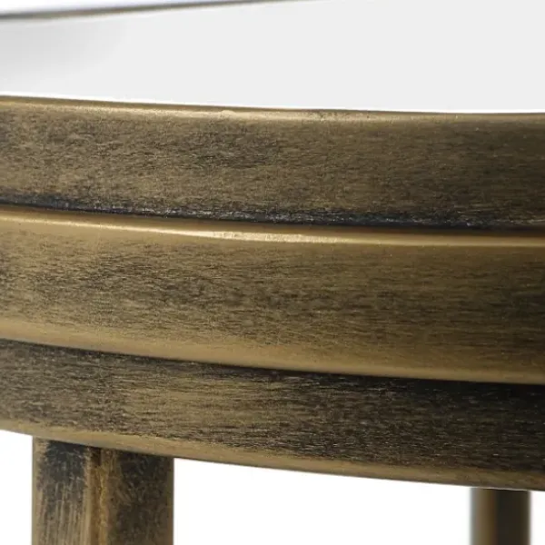Accent & End Tables-Kirkland's Home Metal Mirror Top 2-Pc. Nesting Side Table Set Gold