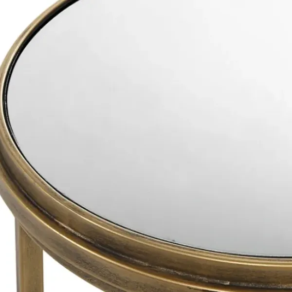 Accent & End Tables-Kirkland's Home Metal Mirror Top 2-Pc. Nesting Side Table Set Gold