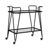 Kitchen Islands & Bar Carts-Kirkland's Home Metal Mirrored Shelves Bar Cart Black
