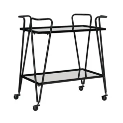 Kitchen Islands & Bar Carts-Kirkland's Home Metal Mirrored Shelves Bar Cart Black