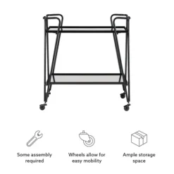 Kitchen Islands & Bar Carts-Kirkland's Home Metal Mirrored Shelves Bar Cart Black