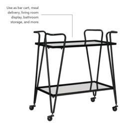 Kitchen Islands & Bar Carts-Kirkland's Home Metal Mirrored Shelves Bar Cart Black