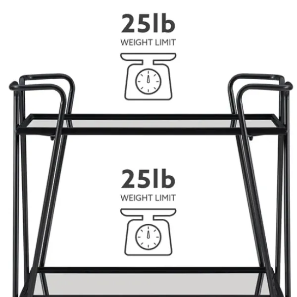 Kitchen Islands & Bar Carts-Kirkland's Home Metal Mirrored Shelves Bar Cart Black
