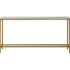 Console Tables-Kirkland's Home Metal Mirrored Top Slim Console Table Gold