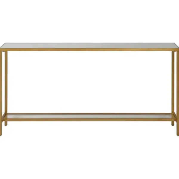 Console Tables-Kirkland's Home Metal Mirrored Top Slim Console Table Gold
