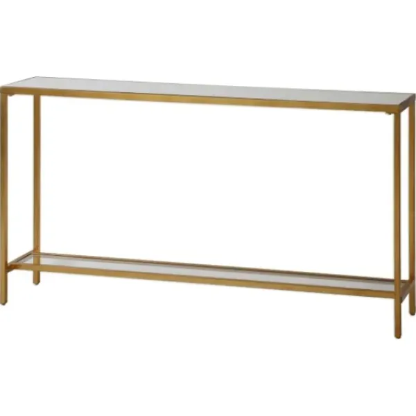 Console Tables-Kirkland's Home Metal Mirrored Top Slim Console Table Gold