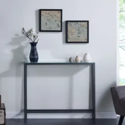 Console Tables-Kirkland's Home Metal Mirrored Top Slim Console Table Gray