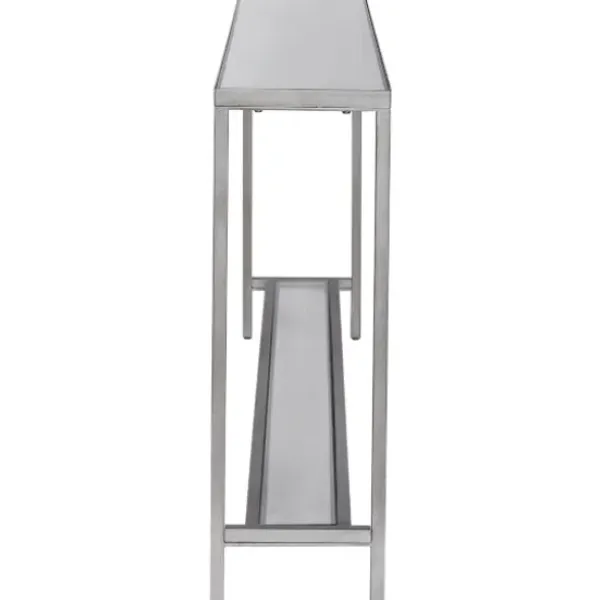 Console Tables-Kirkland's Home Metal Mirrored Top Slim Console Table Silver