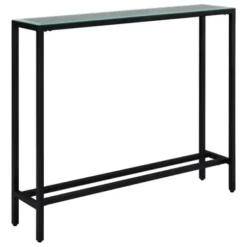 Console Tables-Kirkland's Home Metal Mirrored Top Slim Console Table Black